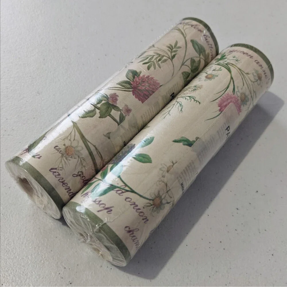 2 Rolls Vintage Wallpaper Border New Garden Herbs Wildflowers Earthy Cottage